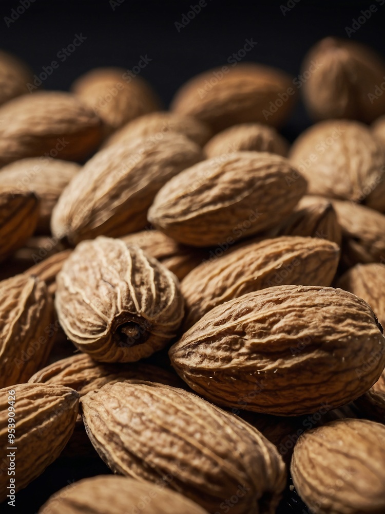 Almonds shown individually. Almonds shown individually.