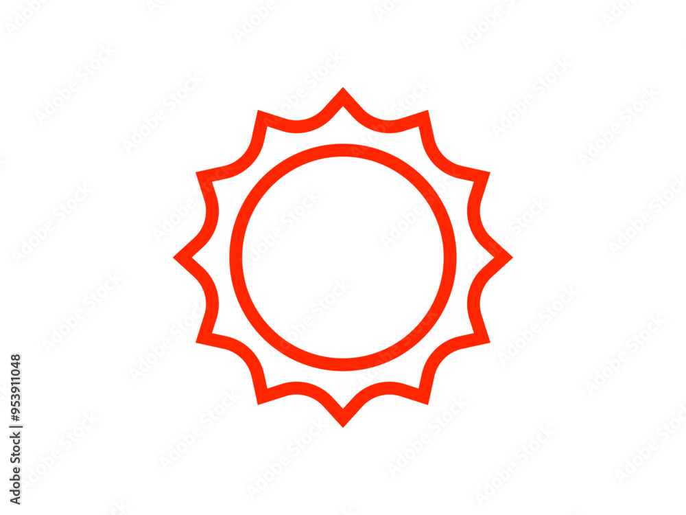 シンプル太陽アイコン:12凸D赤線 シンプル太陽アイコン:12凸D赤線