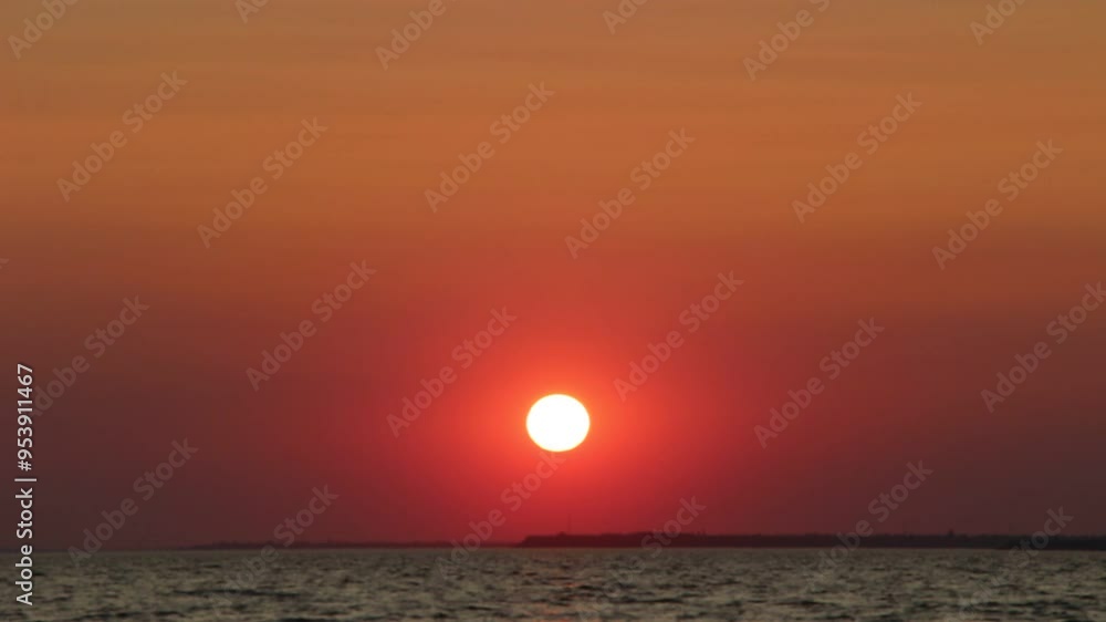 Tourist camp near surf line. The golden red hour of the sunrise of early morning or evening. Beautiful sea summer dawn meditation. The southern tropic desert morning. Vacation Kinburn, Ukraine.