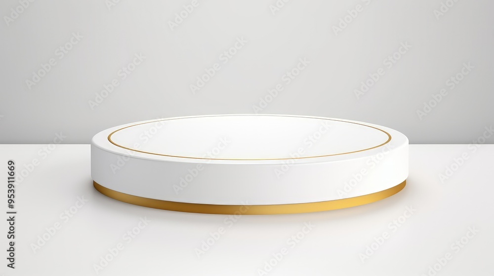 A sleek, circular display platform with a gold accent, ideal for showcasing products or presentations. A sleek, circular display platform with a gold accent, ideal for showcasing products or presentations.