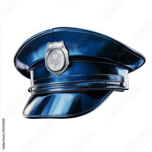 police blue hat illusttrated