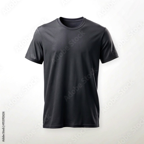 Plain black t-shirt front and back view for mockup in PNG transparent background