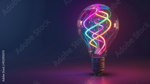 Colorful Lightbulb with Neon Glowing