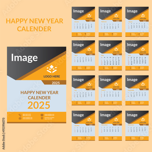 Obraz na płótnie Calender 2025 Template Table Calender design month calender w salonie