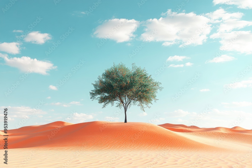 Solitary Tree in a Desert Landscape Solitary Tree in a Desert Landscape