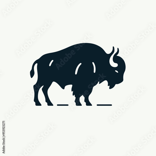 buffalo silhouettes, very simple and single buffalo silhouette white background