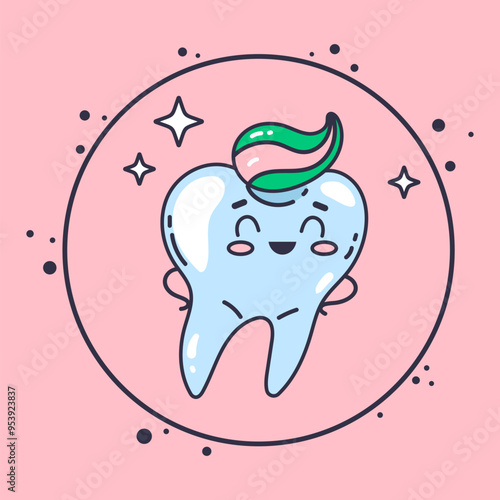 Tooth character in protective bubble. Germs characters attack. Vector flat cartoon illustration