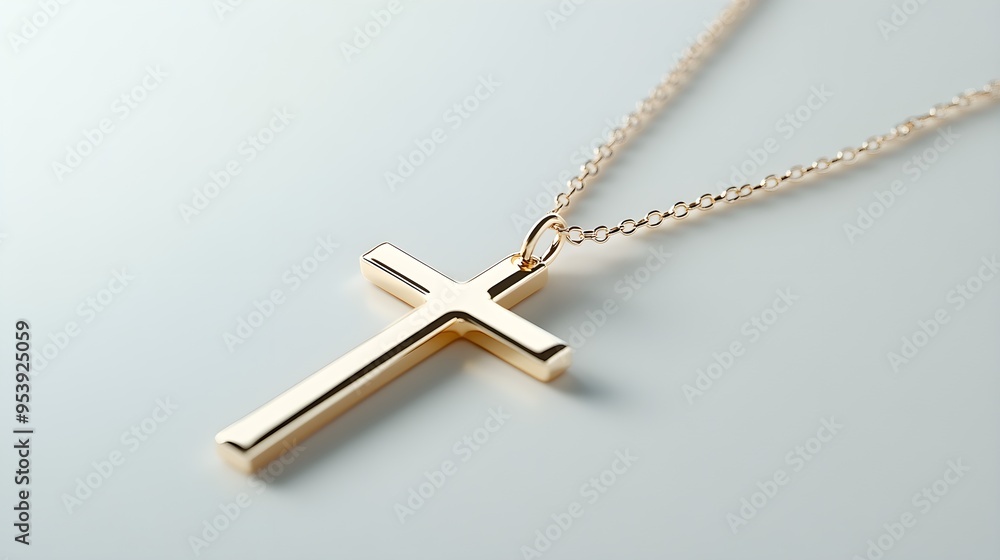 Close-Up of a Necklace with a Cross Pendant: A Symbol of Faith and Devotion Close-Up of a Necklace with a Cross Pendant: A Symbol of Faith and Devotion