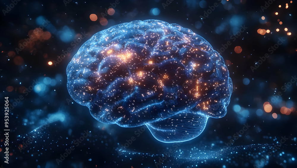 A glowing brain illustration, showcasing neural connections and dynamic energy, representing intelligence and cognitive functions. A glowing brain illustration, showcasing neural connections and dynamic energy, representing intelligence and cognitive functions.