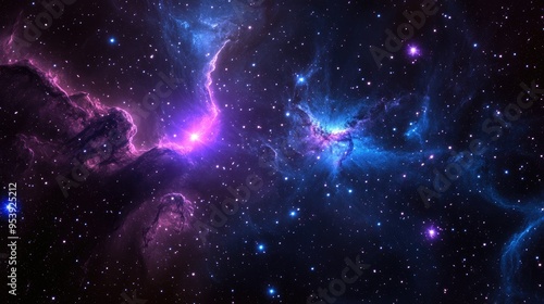 Purple and blue stars in a space background 