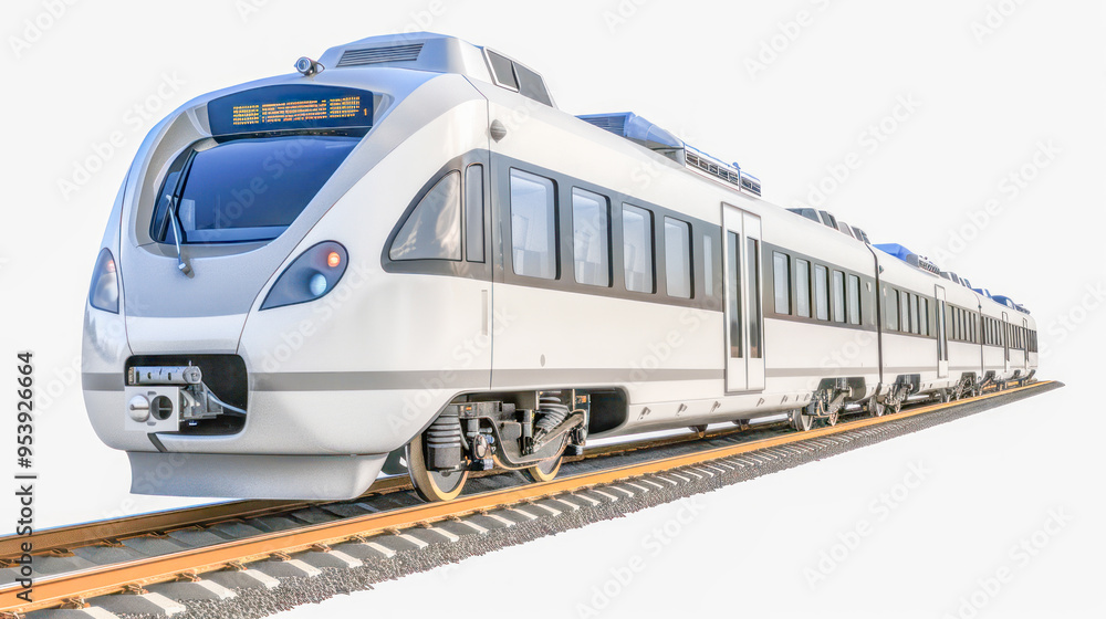 Fototapeta premium Modern High-Speed Train on Railway Track