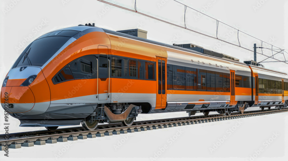 Naklejka premium Modern High-Speed Train on Railway Track