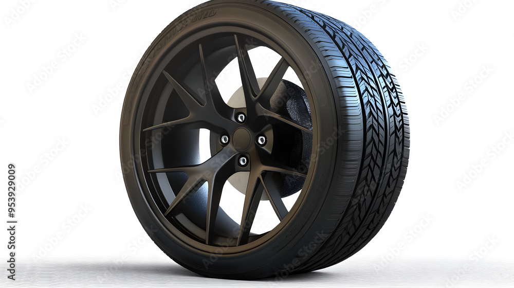 Obraz premium Durable black car wheel showcased on an isolated rubber tire