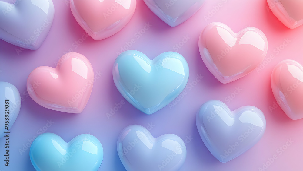 A vibrant collection of glossy hearts in pastel shades, creating a whimsical and romantic backdrop for various designs. A vibrant collection of glossy hearts in pastel shades, creating a whimsical and romantic backdrop for various designs.