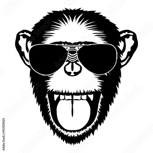 Funny Chimpanzee Laughing In Sunglasses