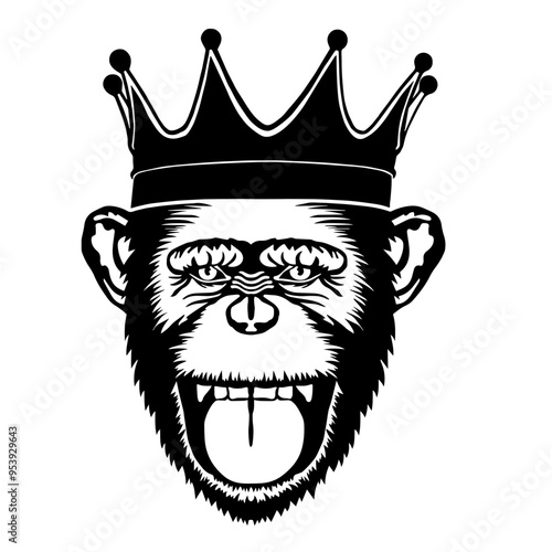 Funny Chimpanzee Laughing Wearing A Crown