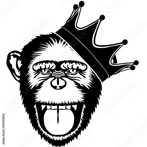 Funny Chimpanzee Laughing Wearing A Crown