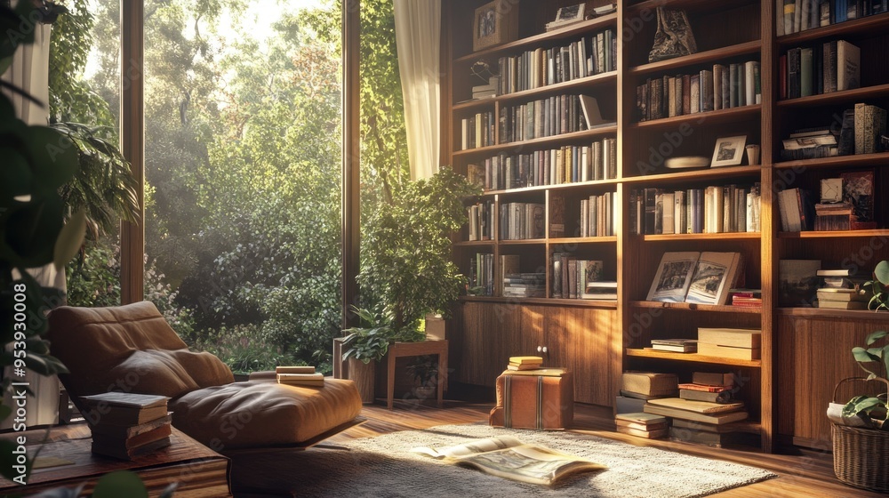 A Cozy Reading Nook with a View of a Lush Garden A Cozy Reading Nook with a View of a Lush Garden