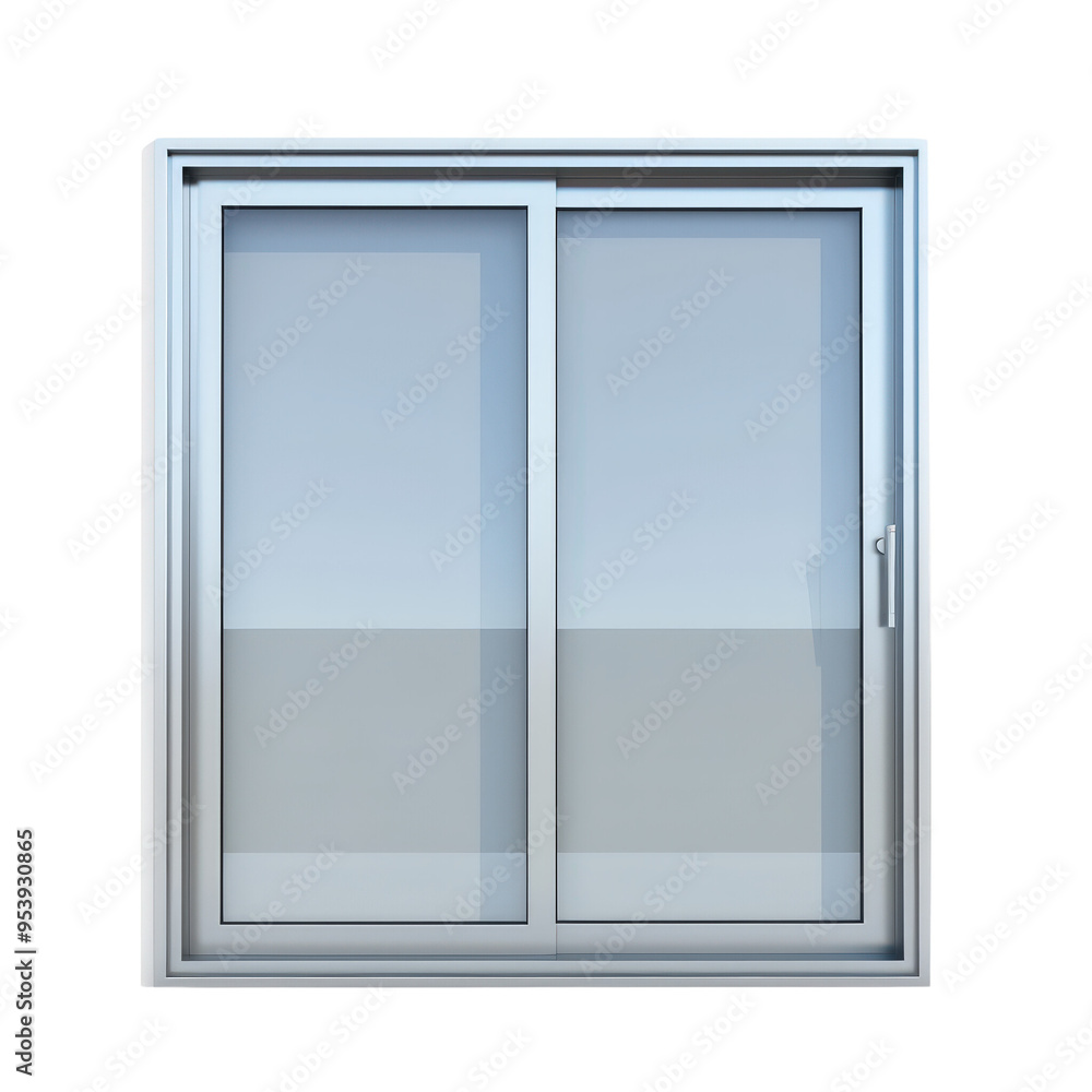 Modern Aluminum Frame Sliding Window Architectural Element on White Background Modern Aluminum Frame Sliding Window Architectural Element on White Background