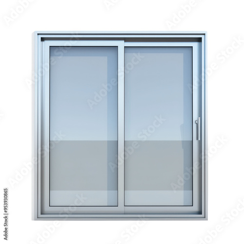 Modern Aluminum Frame Sliding Window Architectural Element on White Background