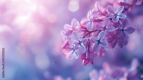 Lilac flowers spring flower background. Selective focus at the central lilac flowers