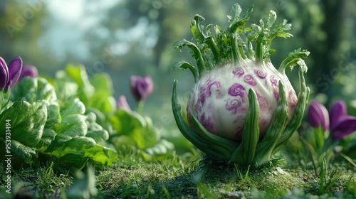 Fantasy Vegetable in a Lush Garden