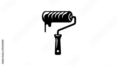 Paint roller silhouette vector illustration.