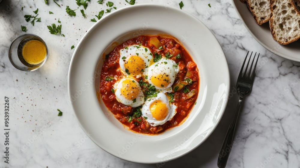 Eggs in Tomato Sauce with Parsley Eggs in Tomato Sauce with Parsley