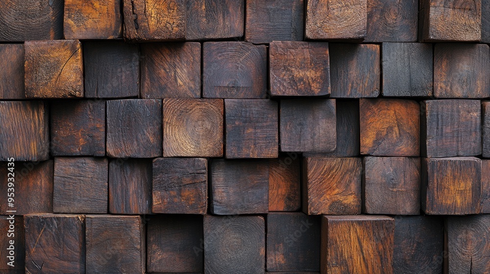 Wooden Block Wall Close Up Wooden Block Wall Close Up