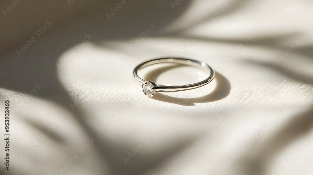 Minimalist silver ring with a small sparkling gemstone set against a simple pristine white background showcasing the elegant and refined beauty of this subtle jewelry piece Minimalist silver ring with a small sparkling gemstone set against a simple pristine white background showcasing the elegant and refined beauty of this subtle jewelry piece