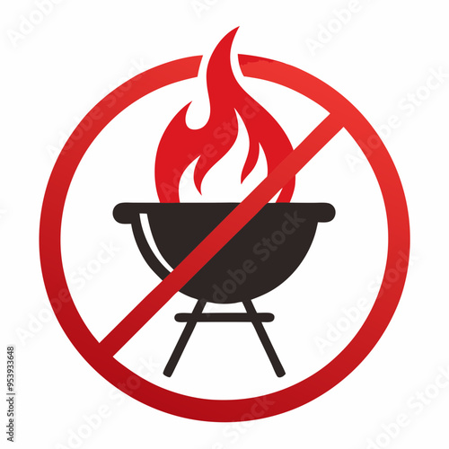 No grill icon, bbq forbidden sign, brazier sign, chargrill icon isolated.svg