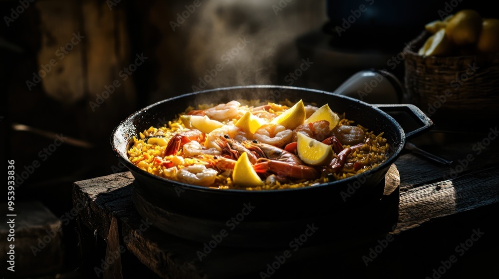 Delicious Paella with Fresh Seafood Delicious Paella with Fresh Seafood