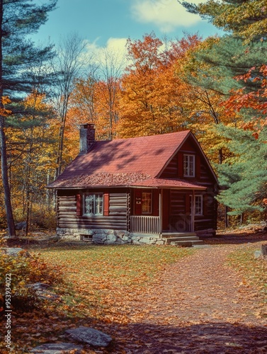 Log cabin in the woods