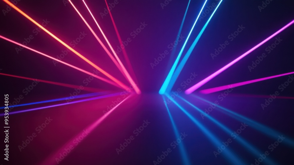Dynamic Laser Show: Multi-colored lasers moving rapidly in different directions create an exciting and futuristic stage experience Dynamic Laser Show: Multi-colored lasers moving rapidly in different directions create an exciting and futuristic stage experience