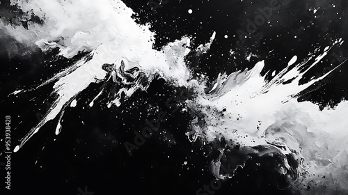 Abstract Black and White Paint Splashes photo