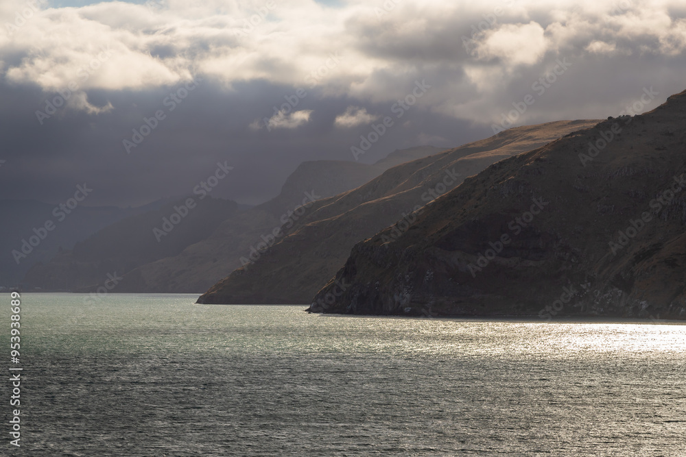 Exposure done at sunrise while arriving at the Lyttelton harbour Port of Christchurch, New Zealand Exposure done at sunrise while arriving at the Lyttelton harbour Port of Christchurch, New Zealand