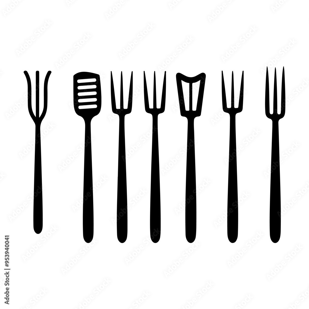 Silhouette of Gardening Fork set items Silhouette of Gardening Fork set items