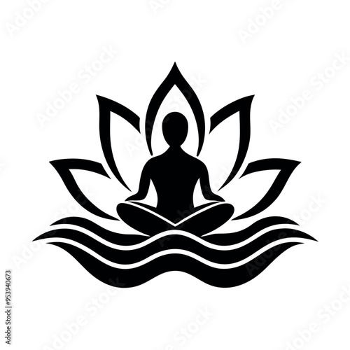     Yoga logo with lotus vector illustration.
