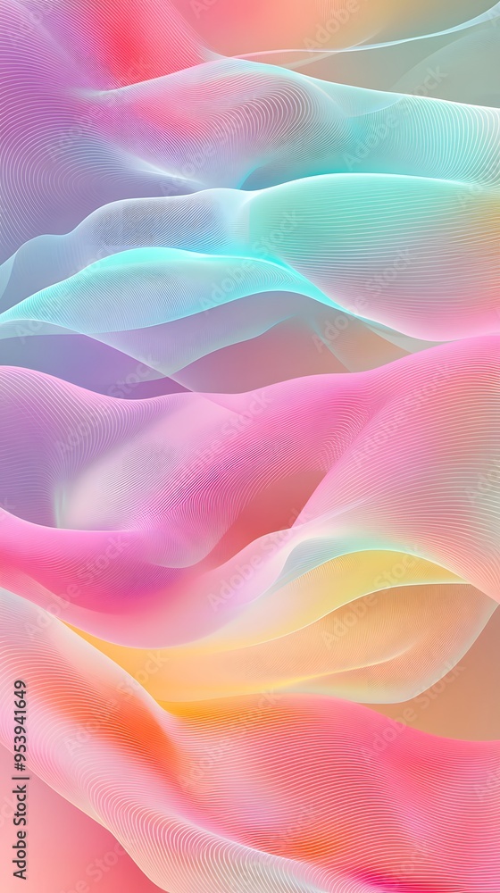 Fototapeta premium Colorful gradient background with a wavy texture. Abstract pattern of waves for design, banner, and wallpaper