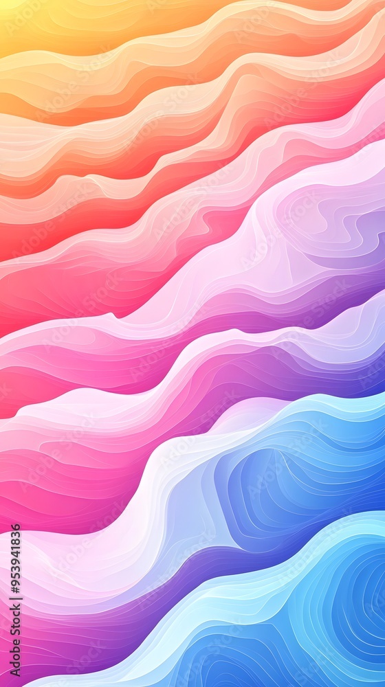 Fototapeta premium Colorful gradient background with a wavy texture. Abstract pattern of waves for design, banner, and wallpaper