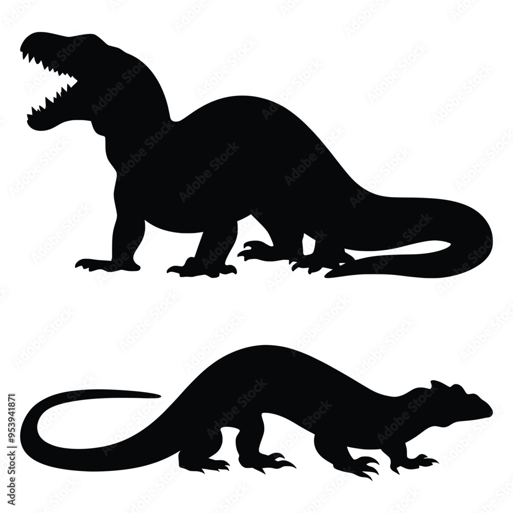 Naklejka premium Komodo Dragon Clip Art of Reptile Species