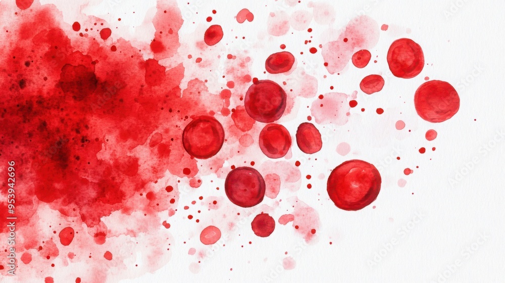 Fototapeta premium Delicate watercolor portrayal of sepsis spreading through the bloodstream, symbolizing the silent but deadly threat to life, infused with dark and light tones