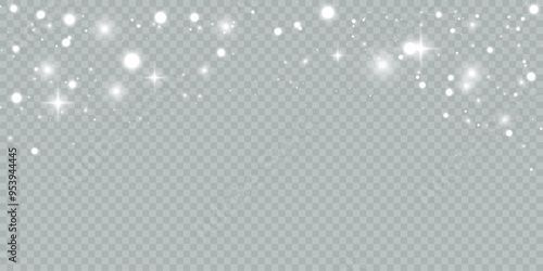 Light effect with lots of shiny highlights, bright background with bokeh effect, shining on transparent background.