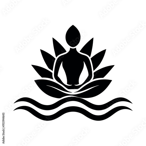     Yoga logo with lotus vector illustration.
