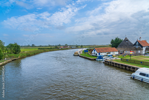 Norfolk Broads National Park at Acle in North Norfolk, UK photo