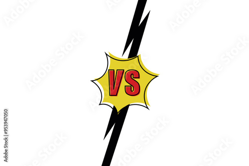 Vs screen. Yellow and black comic versus background. 