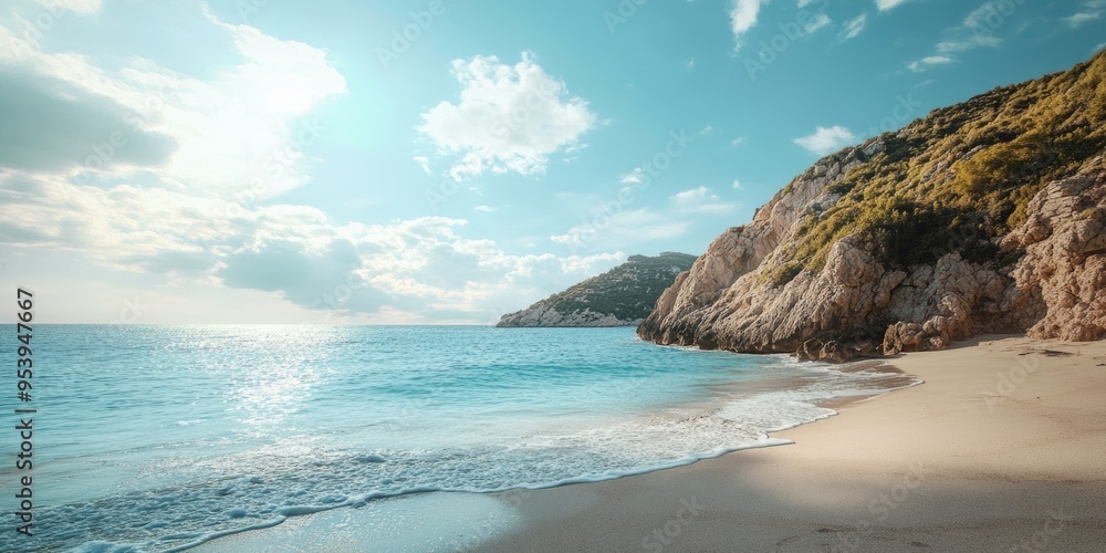 Fototapeta premium Sandy Beach with Cliff