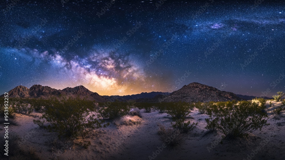Fototapeta premium Milky Way Over Desert Mountains