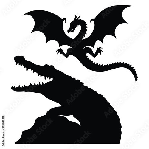 Crocodiles Dragon Vector of Reptile Species