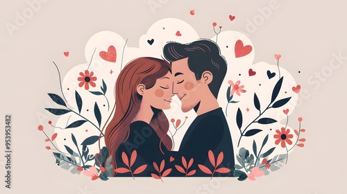 Blissful Affection: Festive Valentine’s Design of a Loving Couple on February 14th